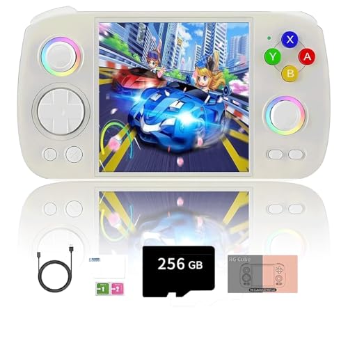 NULA RG Cube Retro Handheld Spielkonsole, Mit 8000+Spiele 8+128G+256G mit RGB-Beleuchtung, 3.95-Zoll IPS Android Arcade Unisoc T820 Prozessor, Support luetooth WiFi Battle-Beige von NULA