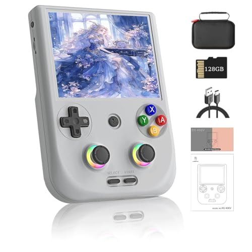 NULA RG406V Retro Handheld Spielekonsole, mit 128G TF-Karte 4000+Spiele 4-Zoll-IPS-Touchscreen Android 13 Videospiel-Player, Hall-Joystick RGB-Beleuchtung, 5500 mAh WiFi & Bluetooth von NULA