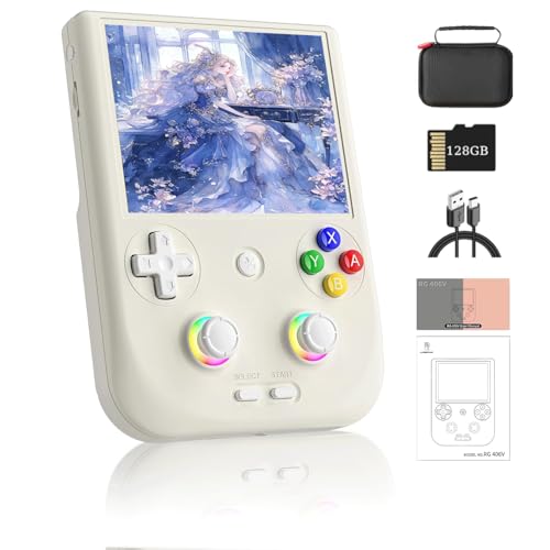 NULA RG406V Retro Handheld Spielekonsole, mit 128G TF-Karte 4000+Spiele 4-Zoll-IPS-Touchscreen Android 13 Videospiel-Player, Hall-Joystick RGB-Beleuchtung, 5500 mAh WiFi & Bluetooth von NULA