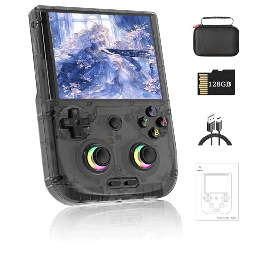 NULA RG406V Retro Handheld Spielekonsole, mit 128G TF-Karte 4000+Spiele 4-Zoll-IPS-Touchscreen Android 13 Videospiel-Player, Hall-Joystick RGB-Beleuchtung, 5500 mAh WiFi & Bluetooth von NULA