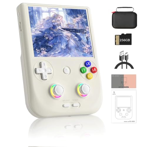 NULA RG406V Retro Handheld Spielekonsole, mit 256G TF-Karte 9000+Spiele 4-Zoll-IPS-Touchscreen Android 13 Videospiel-Player, Hall-Joystick RGB-Beleuchtung, 5500 mAh WiFi & Bluetooth von NULA