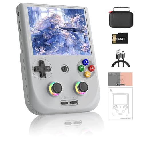 NULA RG406V Retro Handheld Spielekonsole, mit 256G TF-Karte 9000+Spiele 4-Zoll-IPS-Touchscreen Android 13 Videospiel-Player, Hall-Joystick RGB-Beleuchtung, 5500 mAh WiFi & Bluetooth von NULA