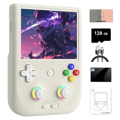 NULA RG406V Retro Handheld Spielkonsole, mit 128G TF-Karte / 4000+ Spiele Android 13 Unisoc T820-Prozessor, 4-Zoll-IPS-Touchscreen Arcade Videospielkonsolen, Unterstützt 5G WiFi Bluetooth von NULA