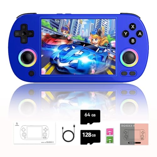 NULA RG40XX H Retro Handheld Spielkonsole, mit 13000+Spiele 64G+128G & RGB-Beleuchtung, 4,0-Zoll-IPS-Bildschirm Linux System Arcade ARM Cortex-A53, Support Bluetooth 5G WiFi Battle von NULA