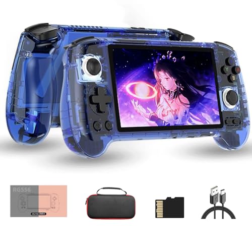 NULA RG556 Retro Handheld Spielkonsole Android 13 mit über 4000 Spielen 8+128G+128G & Tasche 5,48-Zoll-Touchscreen AMOLED-Bildschirm Unisoc T820-Prozessor-Spielkonsole SupportsWiFi von NULA