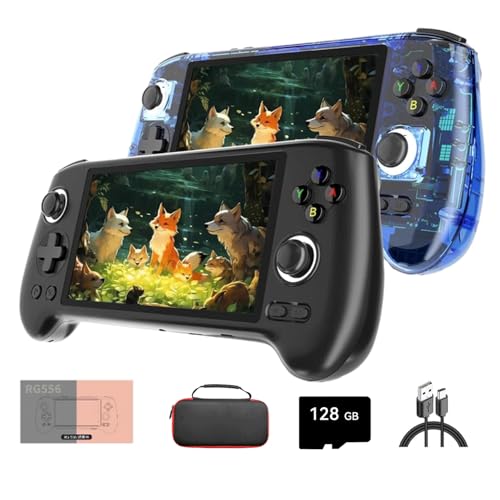 NULA RG556 Retro Handheld Spielkonsole Android 13 mit über 4000 Spielen 8+128G+128G & Tasche 5,48-Zoll-Touchscreen AMOLED-Bildschirm Unisoc T820-Prozessor-Spielkonsole SupportsWiFi von NULA