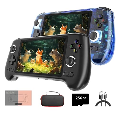 NULA RG556 Retro Handheld Spielkonsole Android 13 mit über 8000+ Spielen 8+128G+256G & Tasche 5,48-Zoll-Touchscreen AMOLED-Bildschirm Unisoc T820-Prozessor-Spielkonsole SupportsWiFi von NULA