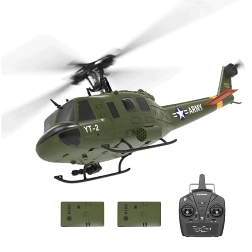 NULA YUXIANG F07 UH-1D RC Hubschrauber für Erwachsene, 1/34, 6 H 2,4 G 6-Achsen-Gyro 3D/6 G Bürstenloser Ferngesteuerter Helikopter Flugflugzeug Optische Flusspositionierung – 2 Batterie von NULA