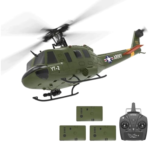 NULA YUXIANG F07 UH-1D RC Hubschrauber für Erwachsene, 1/34, 6 H 2,4 G 6-Achsen-Gyro 3D/6G Bürstenloser Ferngesteuerter Helikopter Flugflugzeug Optische Flusspositionierung – 3 Batterie von NULA