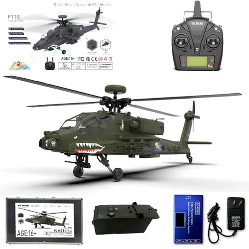 NULA YUXIANG F11 AH64 RC-Hubschrauber mit Kamera, für AH64 Apache 1/32 6G/3D 2,4G 6CH 6-Achsen-Gyro- Helicopter RC-Flugzeug Ferngesteuerter Militärhubschrauber Spielzeug - RTF von NULA