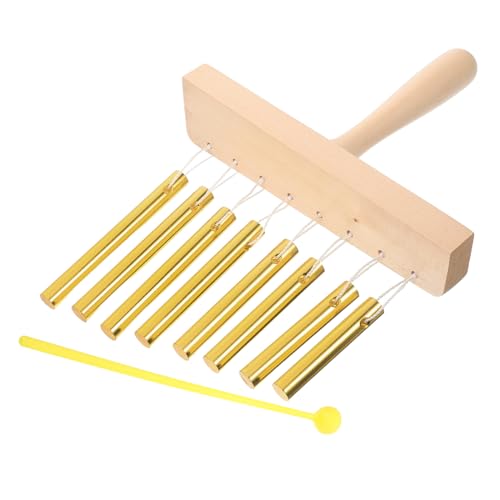 NULYLU Schlagwindspiel Schlaginstrument Mit Schlägel Orff Musikspielzeug Schlaginstrument Für Kleinkinder Windspiel 8 Stäbe Instrument Mit Stock Windglocke Golden Rostfreier Stahl von NULYLU