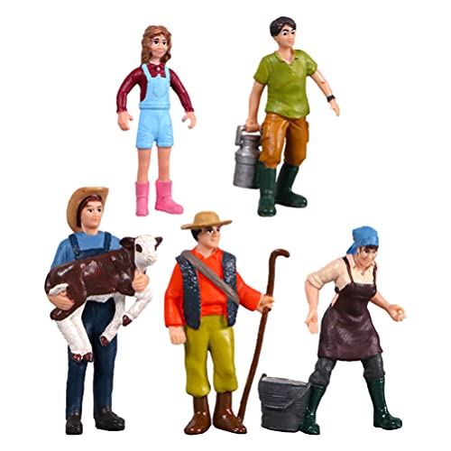 5 Stücke Bauernhof Menschen Figuren 1: 75 Stehende Modell Spielfiguren Sammelfiguren Miniatur Garten Figuren Set für Eisenbahn Kinder Geburtstag Mitgebsel Spielzeug Geschenke von NUOBESTY