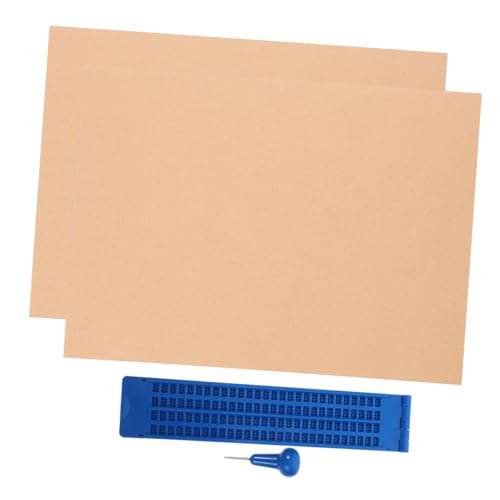 NUOBESTY 1 Satz Braille-tafel Farbmarker Markierungen Bildschirm Planke Whiteboardstift Braille-Stift Braille-Spiele Selbstklebendes Whiteboard Teller Braille-schreibplatte Blue Plastik von NUOBESTY