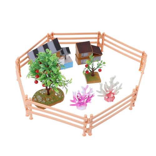 NUOBESTY 1 Satz Farmmodell-Ornamente Mikrolandschaftsornament Miniatur Gartenzaun Mini-zubehör Pädagogisches Spielzeug Für Kinder Miniatur-landschaftsornament Mini-bäume-Modell PVC von NUOBESTY