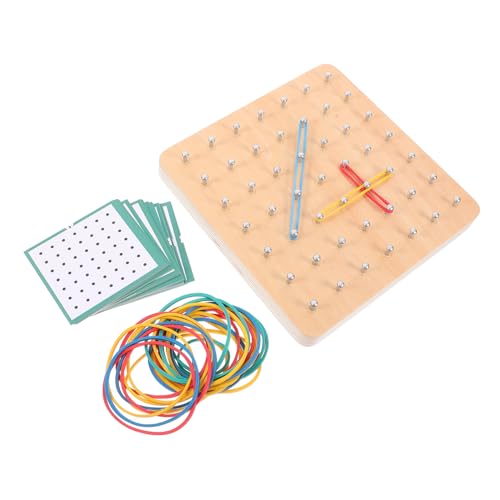 NUOBESTY Mathematisches Geoboard-Spielzeug für Jungen und Mädchen Vorschulisches Geometrie-Lernen Holznagelbrettplatte Pädagogisches Werkzeugset von NUOBESTY