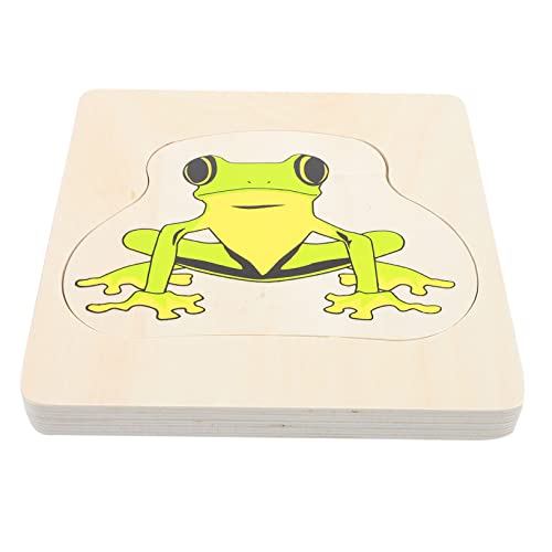 NUOBESTY 1 Satz Puzzle Aufwachsen Kognitiv -Puzzle Pädagogisches Puzzle Tierpuzzle Aus Holz Henne Puzzle Lernspielzeug Für Tierform-Puzzle Cartoon-Puzzle Frosch Hölzern Kind Suite von NUOBESTY