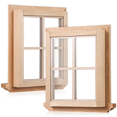 NUOBESTY 2 Stück Miniatur-Puppenhausmöbel Holzfensterrahmen Modelle Winziges Fenster Bastelzubehör Spielzeug Für Puppenhäuser Dekoration von NUOBESTY