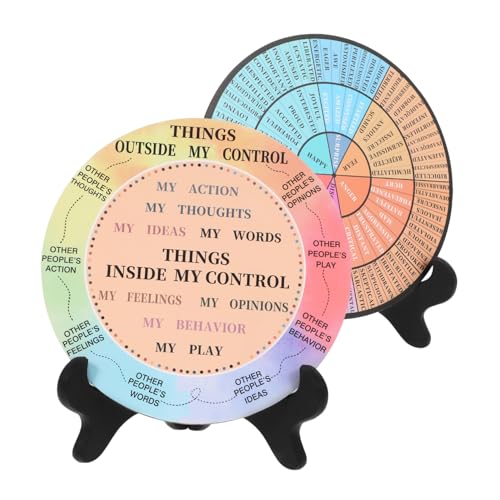 NUOBESTY 2St Raddiagramm für psychische Gesundheit Bürodekoration Emotionen-Diagramm Desktop-Gefühlsrad Gefühle Dekoration PVC Dekoration Emotionsrad-Diagramm Schreibtischdekorationen Holz von NUOBESTY