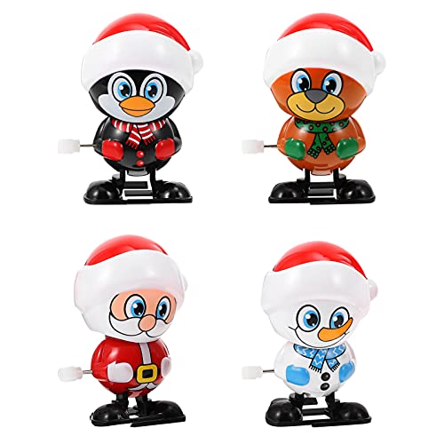 NUOBESTY 4 Stücke Kinder Aufziehspielzeug Weihnachten Uhrwerk Spielzeug Rentier Schneemann Weihnachtsmann Figur Aufziehfigur Weihnachten Deko Figuren Wind Up Spielzeug für Baby Kinder Geschenke von NUOBESTY