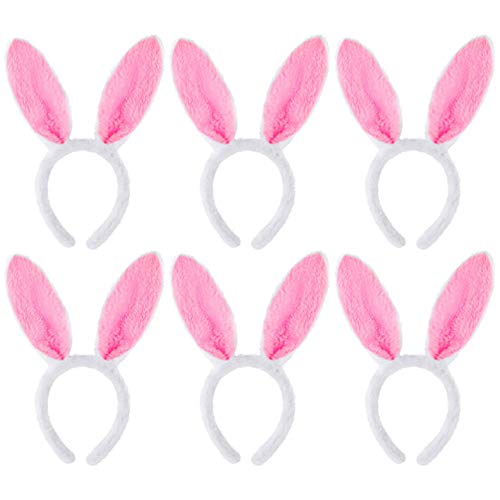 NUOBESTY 6 Stücke Hasenohren Haarreif Plüsch Ohren Stirnband Kaninchen Haarband Kopfschmuck für Kinder Mädchen Karneval Ostern Bunny Kostüm Party Dekoration von NUOBESTY