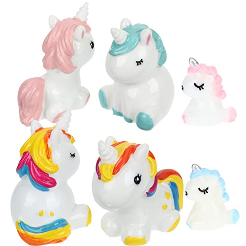 NUOBESTY 6st Einhorn-schmuck Mini Winzige Figuren Kleines Terrarium Flaschenbäume Für Den Garten Gartenmodell Cupcake-Topper Trollpuppen Winzige Behälter Rasenstatuen Zubehör Tier Harz von NUOBESTY