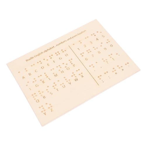 NUOBESTY Braille-Unterrichtsgeräte Etikett Braille-Nummerntafeln Braille-Lernbrett Braille-Alphabet Lernen Lieferungen für Blinde Menschen Das Wesentliche für Blinde Menschen Holz Beige von NUOBESTY