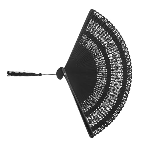 NUOBESTY Faltbarer Handfächer Chinesischer Handventilator Aus Holz Mit Quaste Elegant Und Leicht Für Hanfu-kostüme Tanzaufführungen Und Hochzeitsfeiern in Schwarz NUOBESTY Faltbarer Handfächer Chinesischer Handventilator Aus Holz Mit Quaste Elegant Und Leicht Für Hanfu-kostüme Tanzaufführungen Und Hochzeitsfeiern in Schwarz von NUOBESTY