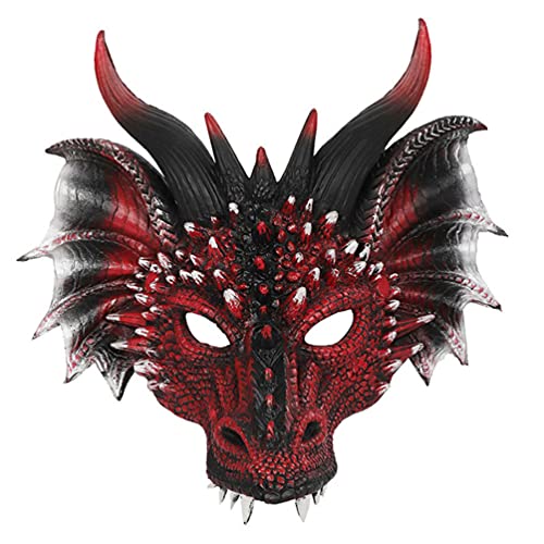 NUOBESTY Halloween Drachen Gesichtsmaske Schwarz Und Rot 3D Drachen Kopf Gesichtsmaske Mythos Scary Tier für Halloween Party Kostüm Cosplay NUOBESTY Halloween Drachen Gesichtsmaske Schwarz Und Rot 3D Drachen Kopf Gesichtsmaske Mythos Scary Tier für Halloween Party Kostüm Cosplay von NUOBESTY