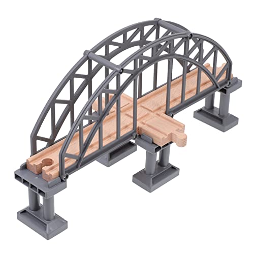 NUOBESTY Holzeisenbahngleise Brückenspielzeug Spielzeugeisenbahn Hängebrücke Zugschiene Kreuzbahn Spielzeug Zugzubehör Spielzeug Für Kinder Zugszene Layout Requisiten Zug Zug Zug von NUOBESTY