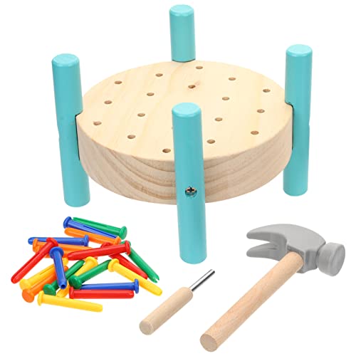 NUOBESTY Puzzle-Spielzeug Schlaghammer Spielzeug Holzhämmerspielzeug Holznägel Hämmerspielzeugset Stiel Pädagogisches Vorschul- Gefälschter Hammer Wartungswerkzeuge Spielzeugklammern von NUOBESTY