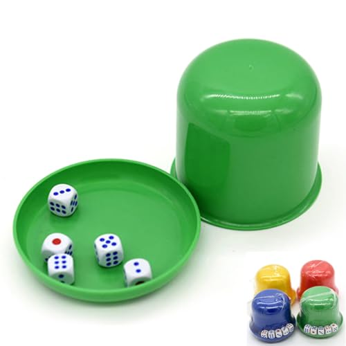 NUOBESTY Würfelbecher mit Deckel Und Tablett-Set Würfelbecher aus Kunststoff Würfelbox Spielstütze Würfelbecher Würfelbecher mit 5 Würfeln für Würfelspiele Familienpartys von NUOBESTY