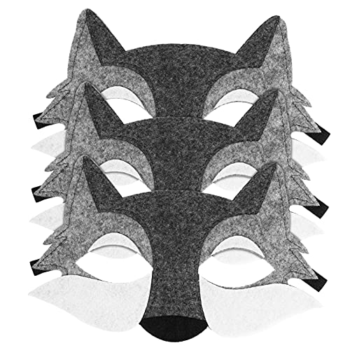 NUOBESTY Wolf Tiere, 3 Stück Filzmasken, Wolf, halbe Gesichtsmaske, Tiermasken, Kostüm, für Kinder, Party Favors () von NUOBESTY