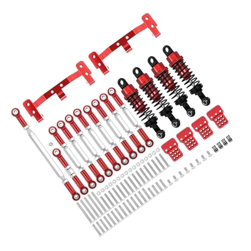 NUODOU Für WPL C14 C24 1/16 Metall Für Chassis Link Rod Zugstange Halterung Stoßdämpfer Sets Modifikation RC Auto Zubehör RC Auto Upgrades Teile RC Autoteile(Red) von NUODOU