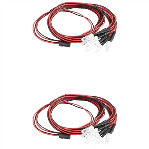 NUODOU Kompatibel Mit 1/10 Modell Drift Car Fahrzeug, Weiß Rot Und Gelb 2 PCS 8 Lampe Perlen 5mm Frontlicht RC Zubehör Lichter RC Scheinwerfer von NUODOU