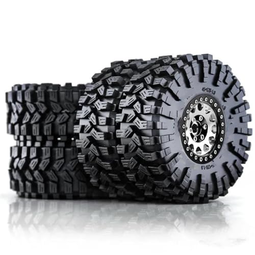 NUODOU RC Auto Reifen Kompatibel Mit Trxs Für TRX4 Für RC4WD D90 Für Axial SCX10 4 Stück 120 Mm 1,9 Zoll Metall Beadlock Felge Gummireifen Für 1/10 RC Crawler Auto(White) von NUODOU