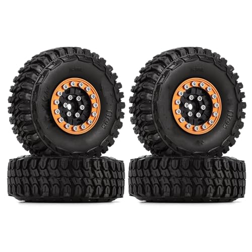 NUODOU RC Buggy Reifen Kompatibel Mit Axial Für SCX24 Für Gladiator AX24 1/24 RC Crawler Car 1,0" Aluminium Beadlock Wheels & Gummireifen Set Zubehör(Color6) von NUODOU