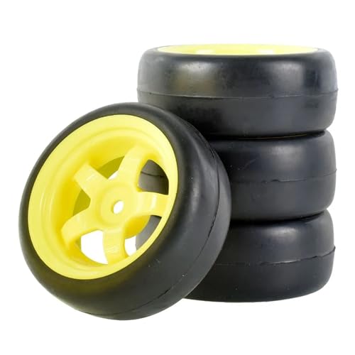 NUODOU RC Buggy Reifen Kompatibel Mit HPI Für HSP Für Savage XS TM Für Flux 10030 115MM Reifen Räder 12mm Hub Hex 1/10 RC Für Buggy Für Monster Truck Auto(Yellow) von NUODOU