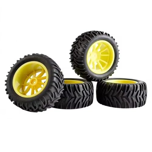 NUODOU RC Buggy Reifen Kompatibel Mit HSP Für Infinite 1/10 Fernbedienung Auto 94111 Reifen 120mm Für Monster Truck Rad Kupplung 12mm Upgrade Teile(Yellow) von NUODOU