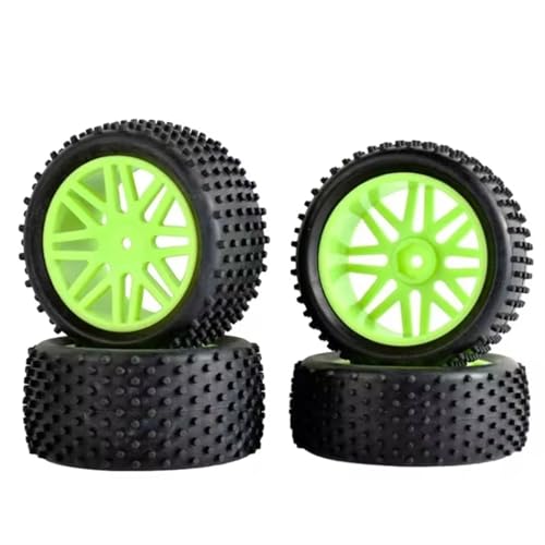 NUODOU RC Buggy Reifen Kompatibel Mit Wltoys 144001 124019 104001 1/10 1/12 1/14 Maßstab Off Road Für Buggy RC Auto Upgrade Teile 4Pcs 85mm Reifen Rad Reifen(Green) von NUODOU