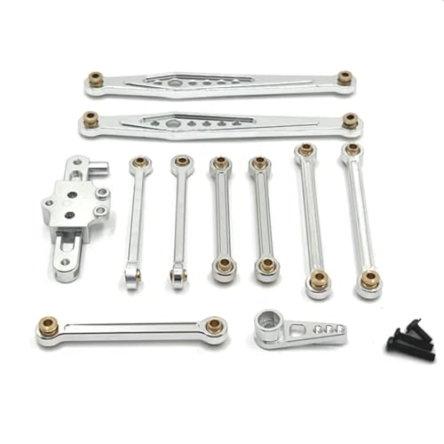 NUODOU RC Teile Für Wltoys 124006 12423 12427 12428 Modifizierte Teile Metall Upgrade Teile Kit Lenkung Montage Link Stange Servo Arm 1/12 RC Auto Zubehör(Silver) von NUODOU