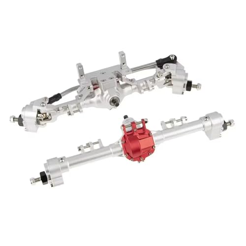 NUODOU RC Vorder Hinter Achse Kompatibel Mit Axial 90046 90047 CC01 Für LCG Für Chassis SCX10 II, Bearbeitete Metall-Vorder- Und Hinterportalachse, 1/10 RC-Auto-Crawler-Teile(Silver) von NUODOU