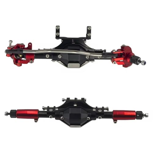 NUODOU RC Vorder Hinter Achse Kompatibel Mit Axial Scx10 II 90046 90047 4WD Upgrades Teile Aluminiumlegierung Vorne Hinten Gerade Achse RC Autozubehör(Red,Rear and Front) von NUODOU