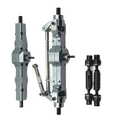 NUODOU RC Vorder Hinter Achse Kompatibel Mit WPL C74 C14 C24 C34 C54 B14 B24 1/10 1/16 RC-Auto, Metall-Vorder-/Hinterachse Und Antriebswelle, Servoarm-Set, Upgrade-Zubehör(Gray) von NUODOU