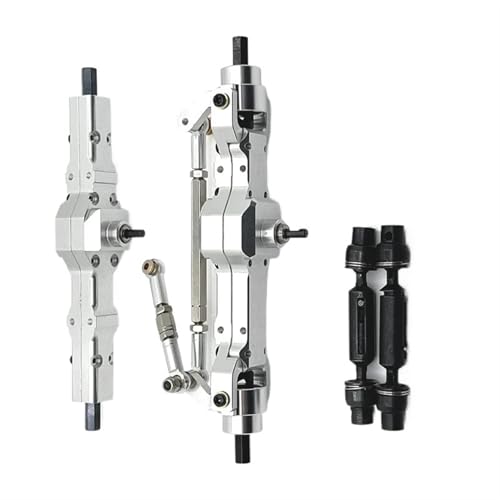 NUODOU RC Vorder Hinter Achse Kompatibel Mit WPL C74 C14 C24 C34 C54 B14 B24 1/10 1/16 RC-Auto, Metall-Vorder-/Hinterachse Und Antriebswelle, Servoarm-Set, Upgrade-Zubehör(Silver) von NUODOU