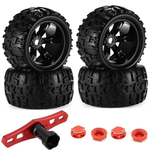 RC Auto Reifen Kompatibel Mit Für traxxas, Für Maxx, Für Tmaxx, Für E-Revo, Für Revo 3.3, Für JLB, Für Cheetah, 1/8 Maßstab, 17 Mm Sechskant-RC-Truck-Reifen Und Felgen-Set(8477 Tire Tool) von NUODOU