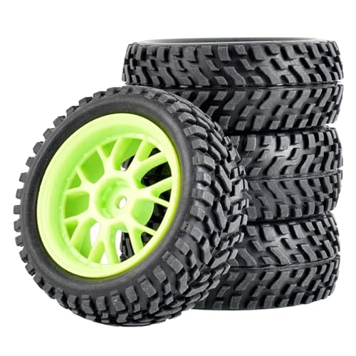 RC Buggy Reifen Kompatibel Mit Trxs, Für HSP, Für Tamiya, Für HPI, Für Kyosho, Für RedCat, Für Sakura, Modellauto 1/10, On Road Wheels, Driftfelgen, 75 Mm RC-Reifen(Green) von NUODOU