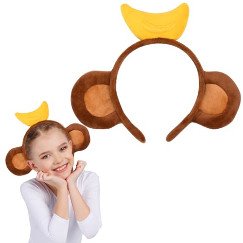 NUOGUAYI Tier Haarreifen, Cartoon Party Tier Verkleidung Haarreif, Haarreif Damen Tier, haarreifen kinder, Haarreifen, Haarschmuck, für Kinder Erwachsene, Halloween Karneval Cosplay Mottoparty (Affe) von NUOGUAYI