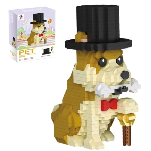 NUOJIAYING Mikro Bausteine Spielzeug Kit, Mikro Hund Bausteine Spielzeug Bricks Haustier Bauen Bauklötze, Klemmbausteine Creative Geschenk für Jungen, Mädchen Erwachsene(Shiba Inu) von NUOJIAYING