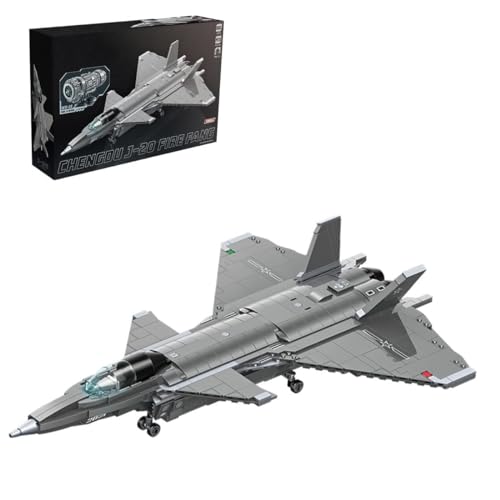 NUOJIAYING Technik Militär Flugzeug Modell, Technik Schlachtfeldserie J-20 Stealth Fighter Baukasten, Military Series Bauklötze Set, MOC Klemmbausteine Kampfjet Bausatz von NUOJIAYING