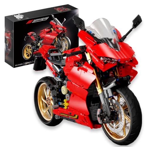 NUOJIAYING Technik Motorrad Bausteine für Ducati 1299, 1809 Teile 1:5 Technik Motorrad Bausteine Bausatz, Technik Rennen Motorrad Konstruktionsspielzeug Kompatibel mit großen Marken von NUOJIAYING